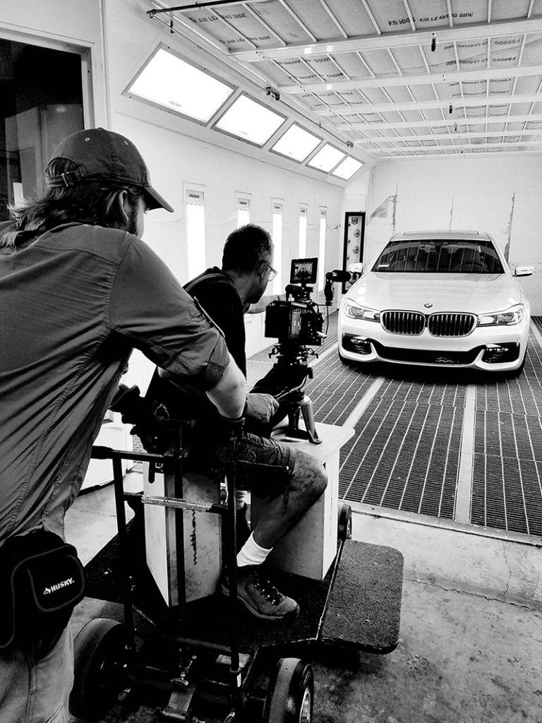 behind the scenes shooting a car commercial product video