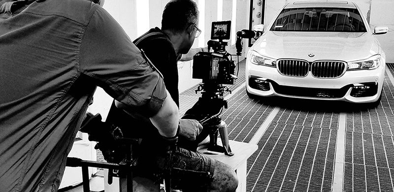 behind the scenes filming an auto product video